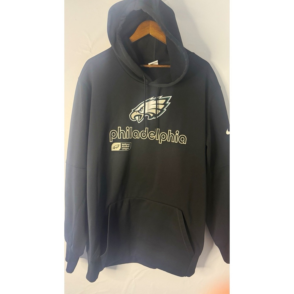 Nike Philadelphia Eagles NFL Football Pullover Hoodie Sweatshirt Black XXL BLACK